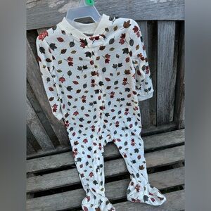 6-9 Months Pajmas NEW Zip Fall Leaves Neutral Boy Girl Holiday Time